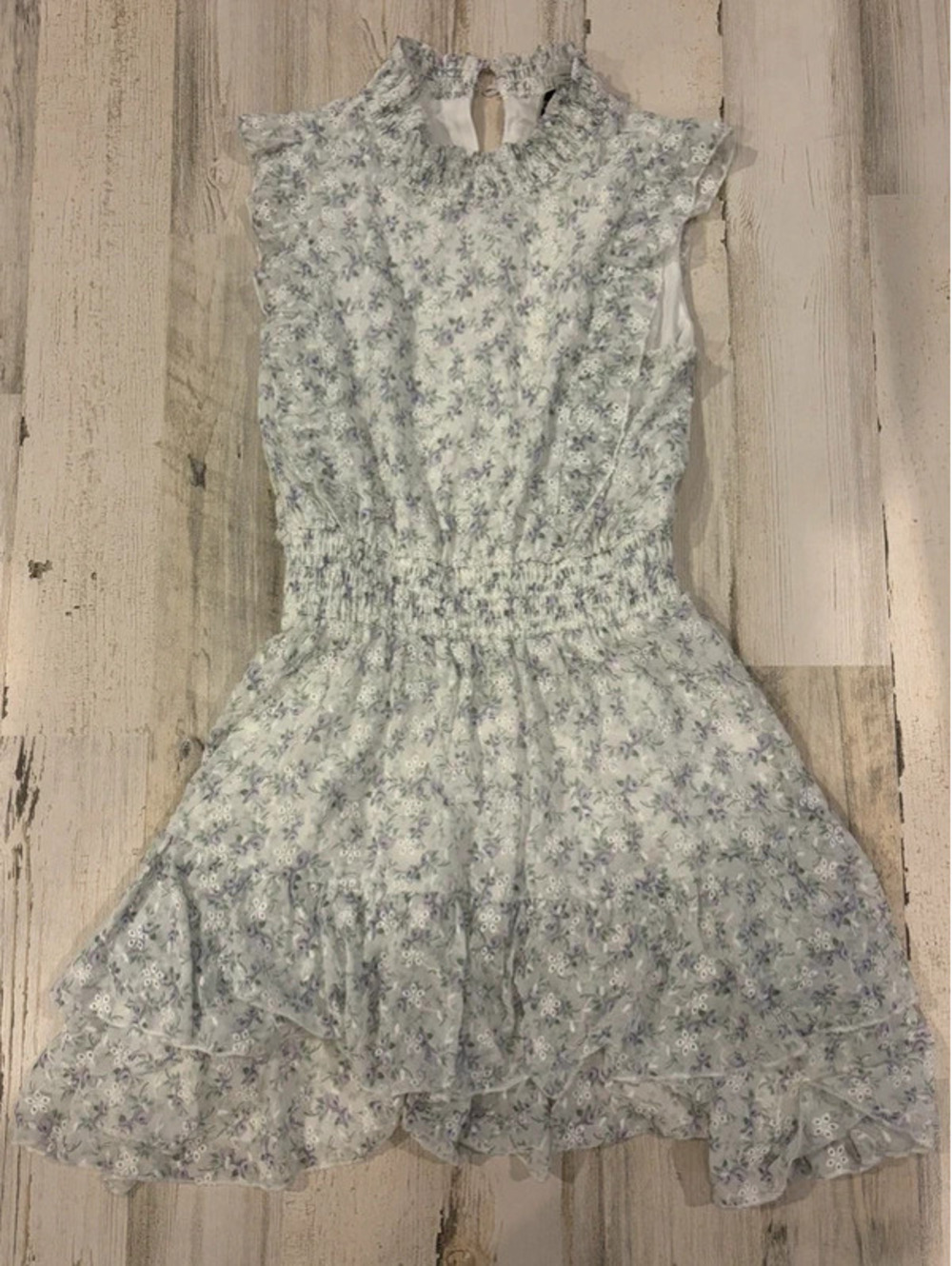 Rare Editions Girls Size 16 Floral Ruffle Dress Lavender White Spring Summer